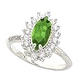 14K White Gold Tsavorite and Diamond Ring