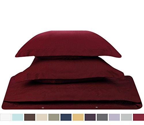 Duvet Cover for a Duvet Insert Comforter, Queen Size, Burgundy Red Solid Color, 100% Double Brushed Microfiber Fabric 1800 Series Luxury Bedding Collection, Hypoallergenic, Most Cozy Comfortable Bedroom Set on Amazon, Basic 3-Piece Set Includes Silky Soft Duvet Cover with Pillow Shams, Supreme Quality Bed Linen Sale by Nestl Bedding