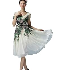 Chiffon Floral Print Vintage Puff Sleeves  Dress