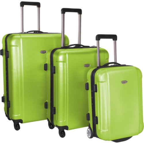 Travelers Choice Unisex - Adult Freedom 3 Piece Lightweight Hard-Shell Spinning Rolling Luggage Set, Apple Green, Large Travelers Choice Unisex - Adult Freedom 3 Piece Lightweight Hard-Shell Spinning Rolling Luggage Set, Apple Green, Large