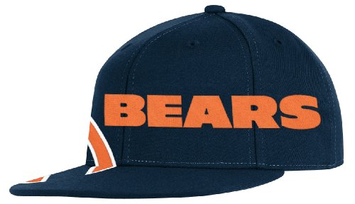 NFL Men's Chicago Bears End Zone Flat Visor Flex Hat - Tw78Z (Navy, Large/X-Large)