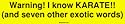Warning! I know KARATE!! (and seven other exotic words) MINIATURE Sticker