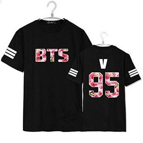 BTS Ocffice Same Type Shirt Bangtan Boy T-shirt Rap Monster Tee (L, V Black)