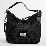 COACH black Kristin op art sateen LG hobo purse bag