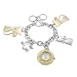Geneva Platinum Women's Cat Charm Bracelet Watch