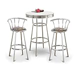 Chrome Bar Table & 2 Chrome 29" African Fabric Seat Barstools