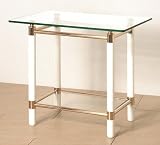 Produkt-Bild: Beistelltisch aus vergoldetem Stahl und Sicherheitsglas H&ouml;he 54 cm