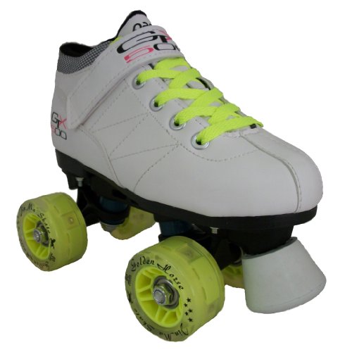 Pacer Mach-5 GTX500 White Boots with All 8 Light Up Wheels Mens Boys Ladies Womens Girls Youth Childrens Kids Quad Speed Roller Skating Skates