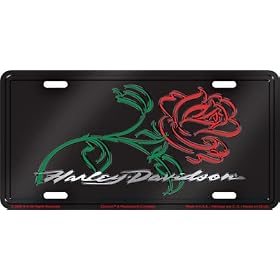 Harley-Davidson with Rose Auto Tag - Stamped Metal