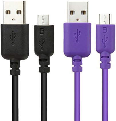 Micro-USB Cable, EZOPower 2-Pack 6 F Hi-Speed Micro USB 2-in-1 Sync and Charging Data Cable for BLU Vivo Air, Studio Energy, Studio 6.0 LTE; Samsung HTC LG Motorola and more Cellphone Smartphone - Black &amp; Purple