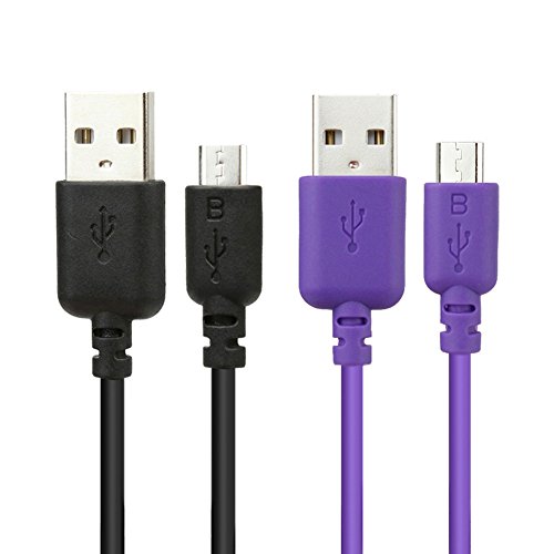 Micro-USB Cable, EZOPower 2-Pack 6 F Hi-Speed Micro USB 2-in-1 Sync and Charging Data Cable for BLU Vivo Air, Studio Energy, Studio 6.0 LTE; Samsung HTC LG Motorola and more Cellphone Smartphone - Black & Purple