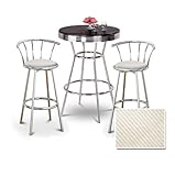 Chrome Bar Table & 2 Chrome 29" White Textured Vinyl Seat Barstools