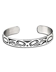 Sterling Silver Raven Northwest Coast Native American Bracelet. Made in USA.