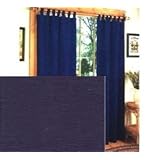 BLACKOUT Textured Thermal Insulated Tab Top Curtain PAIR 84'' x 63'' long - Navy by 