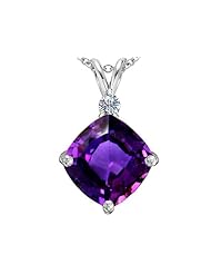 Original Star K (tm) Large 12mm Cushion Cut Simulated Amethyst Pendant in 925 Sterling Silver