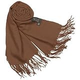 Basile Fringed Solid Wool And Cashmere Pashmina Shawl Brick