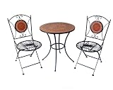 Bistro Porch patio Set Table 2 Chairs Metal Mosaic Tile