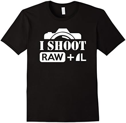 Men's I Shoot Raw Shirt Funny Photographer T-Shirt Camera Tee Gift Medium Black