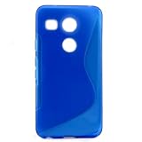 Google Nexus 5X TPU グリップケース  [ LG Nexus5X 2015年発売モデル / docomo / Y!mobile / Simフリー 対応 ] 滑止め加工 / ソフトフィット / 光沢加工【 Design S Blue (ブルー) 】