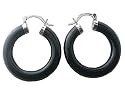 Onyx Traditional Hoop Earrings, 925 Sterling Silver