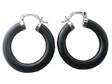 Onyx Traditional Hoop Earrings, 925 Sterling Silver