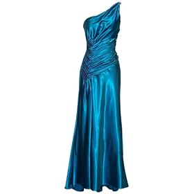 One Shoulder Satin Goddess Formal Gown Prom Dress