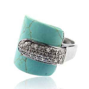 Turquoise Crystal Ring Size 8