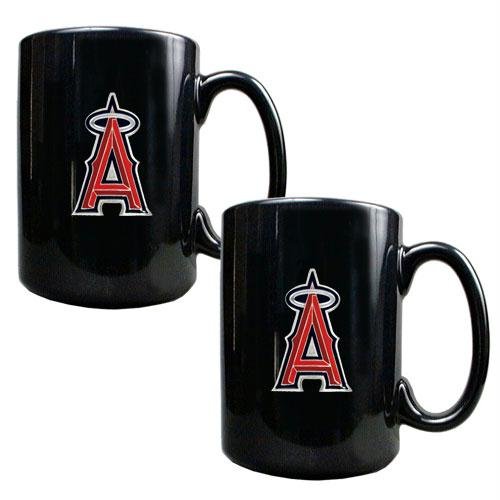 MLB Los Angeles Angels Two Piece Black Ceramic Mug Set - Primary Logo