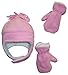 N'Ice Caps Girls Soft Sherpa Lined Micro Fleece Pilot Hat and Mitten Set