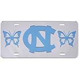 North Carolina Tar Heels Butterfly Silver Mirror License Plate