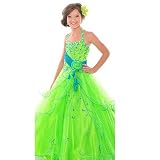 Posh Angels Green Turquoise Tulle Halter Girls Pageant Dress 6-12