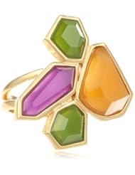 T Tahari Smoky Topaz Colored Modern Angles Cluster Adjustable Ring