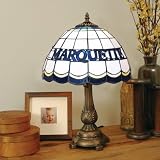 MARQUETTE GOLDEN EAGLES 20 Hand Cut Stained Glass TIFFANY TABLE LAMP with a Cast Metal Base