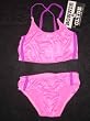 Girls Crop Top 2 PC Tankini Pink with Purple Side Stripes