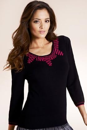 Per Una 3-4 Sleeve Contrast Stitch Knitted Top