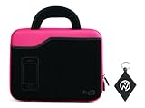 Acer Aspire One AOD257 D257-1633 10.1 Inch Netbook Laptop Hard Nylon Case with External Micro Suede Pocket, Color Black / Red + NuVur ™ Keychain (ND10LXM1)