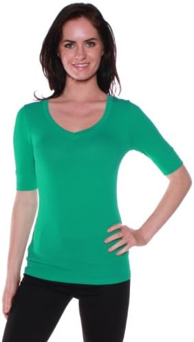 Absolute Clothing Women's Cotton Blend V Neck Tee Shirt Half Sleeves