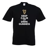 Keep Calm And Drink Guinness Black T-Shirt (X/Large 46"-48" Chest)