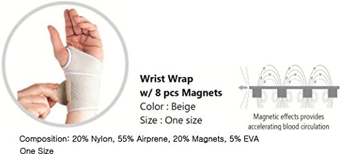 Wrist Wrap with Magnets has Therapeutic Magnetic Technology to Improve circulation - 8 PCS Magnets