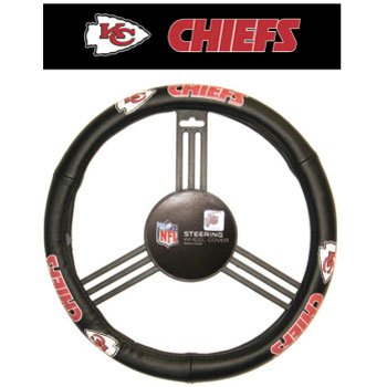 Kansas City Chiefs Leather Steering Wheel Cover (Quantity of 1)