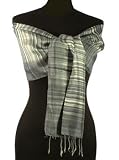Silk shawl, 'Rays of Light' (silver)