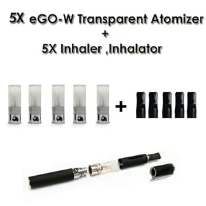 5X eGO-W Elektronische zigarette Transparent Atomizer-Verdampfer + 5X eGo-W Inhaler, Inhalator von Arslan 5X eGO-W Elektronische zigarette Transparent Atomizer-Verdampfer + 5X eGo-W Inhaler, Inhalator von Arslan