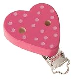 Heart Wooden Clip Pink with Nickel-free Clip