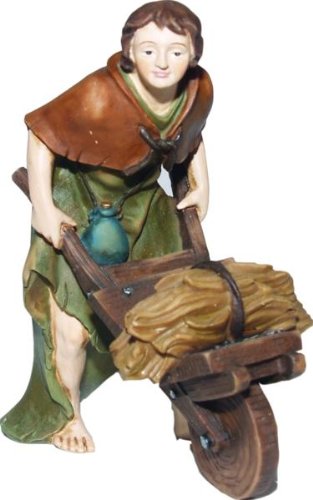 Contadino con carriola per le figure da 12 cm, colorata a mano