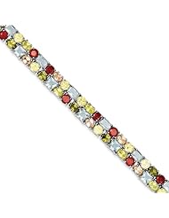 Sterling Silver 7inch Multi-Colored Cz Bracelet