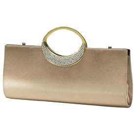Satin, Clutch, Metal and Rhinestone Closure, Evening Bag - Claudia (51 042)