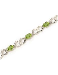 10K White Gold Oval Peridot and Diamond Bracelet by Jewelry Mountain