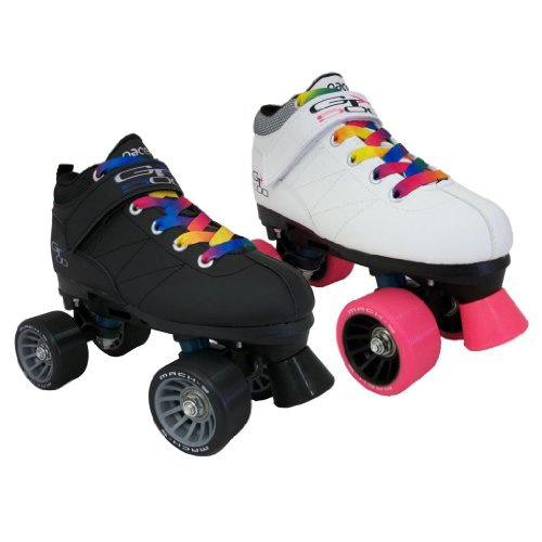 Pacer Mach 5 GTX500 Quad Speed Roller Skates with Rainbow Laces Black