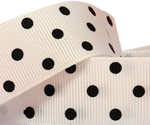Oparty Polka Dot Grosgrain Ribbon, White and Black, 5/8" x 100 Yards