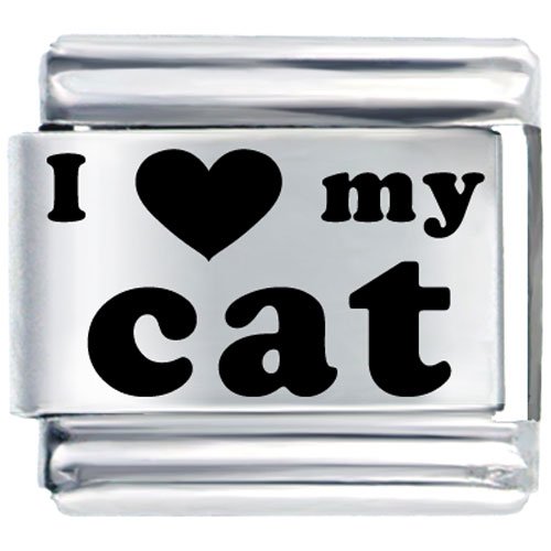 Laser I Heart Cat Birthstones Jewelry Italian Charm